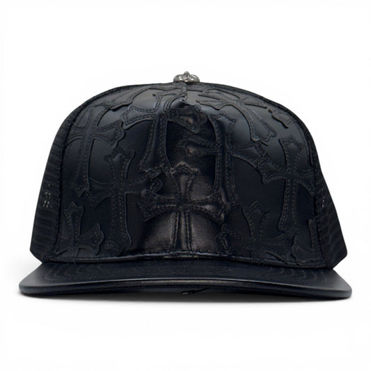 Chrome Hearts Black Leather Cemetery Cross Patch