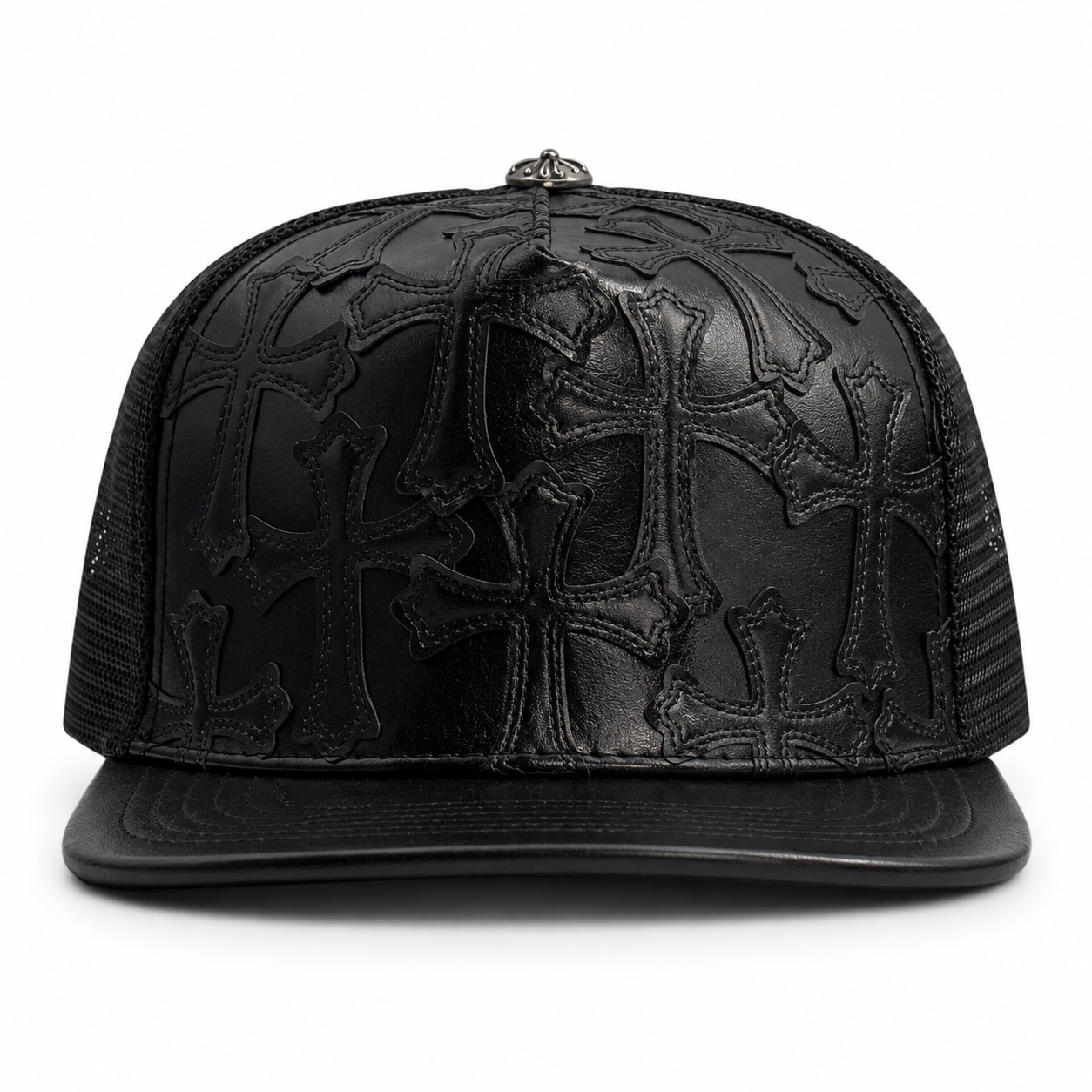 Chrome Hearts Black Leather Cemetery Cross Patch
