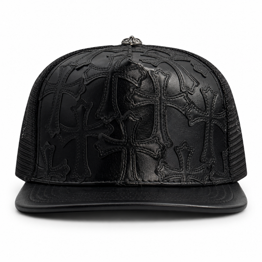 Chrome Hearts Black Leather Cemetery Cross Patch